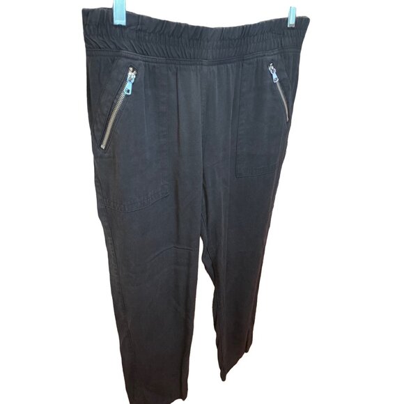 Chicos Black Ankle Pants Size M Side Zipper Pockets Stretch Elastic Waist Casual - Picture 3 of 12